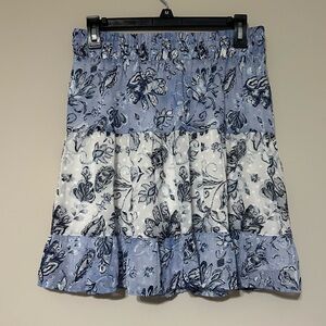 Rachel Zoe | Blue & White Floral Skirt Elastic Waist